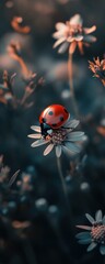 Wall Mural - Ladybug on flower, nature, garden, close-up, macro, wallpaper