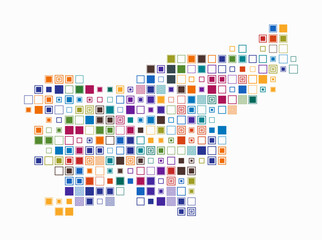 Wall Mural - Slovenia, shape of the country build of colored cells. Digital style map of the Slovenia on white background. Large size square blocks. Stylish vector illustration.