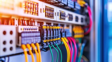 Poster - Colorful Network Cables and Connection Panels in Technology Setup