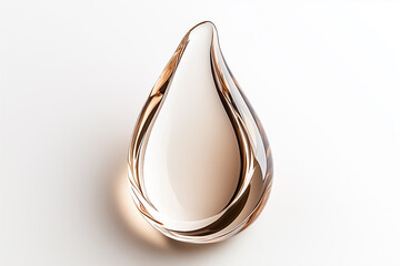 Poster - A droplet of water is gracefully suspended in a clean, white space, showcasing its elegant shape and clarity
