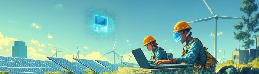 Poster - Man sitting at desk using laptop with focused expression and natural light in modern workspace
