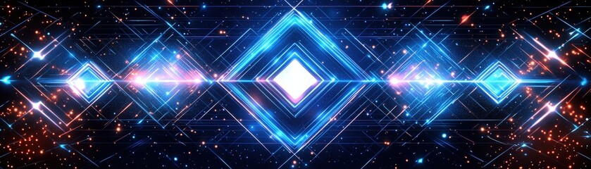 Poster - Futuristic background featuring a geometric triangle pattern in vibrant colors and modern design elements