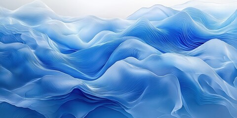 Poster - Blue abstract background featuring wavy patterns and fluid shapes creating a sense of movement and depth