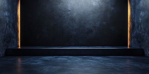 Poster - Dark room with bright light source illuminating the space from the ceiling above