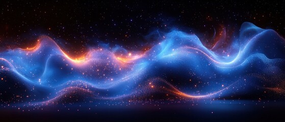 Poster - Abstract background featuring flowing blue and orange waves with a smooth gradient design