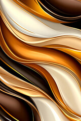 Sticker - A vibrant abstract design featuring smooth, flowing waves in shades of gold, brown, and cream, creating a luxurious and dynamic visual effect.