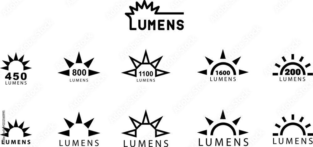 lumens icon set , vector illustration Stock Vector | Adobe Stock