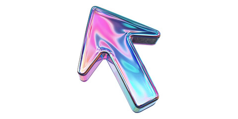 Poster - Iridescent gradient arrow symbol isolated on transparent background