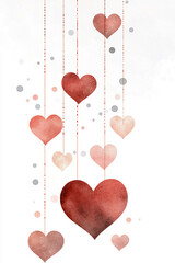 Wall Mural - title Love Heart Garland Border Isolated on W