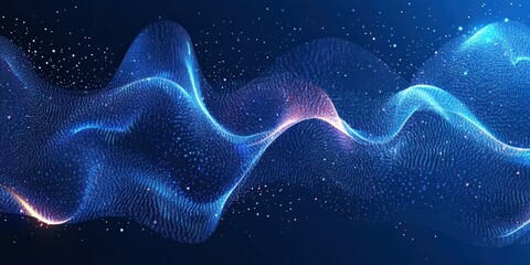 Aufkleber - Abstract background featuring flowing blue and purple waves with a smooth gradient design