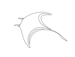 continuous one line drawing of manta ray fish in the sea. stingray fish in single line draw illustra