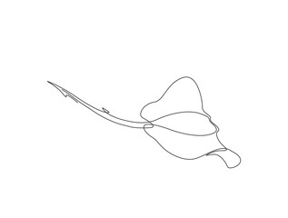 continuous one line drawing of manta ray fish in the sea. stingray fish in single line draw illustra