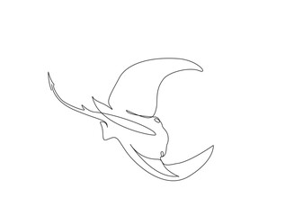 continuous one line drawing of manta ray fish in the sea. stingray fish in single line draw illustra