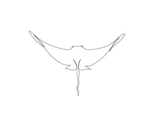 continuous one line drawing of manta ray fish in the sea. stingray fish in single line draw illustra