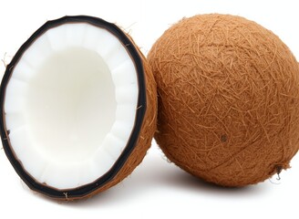 Wall Mural - an image of a coconut with a half cut in half.