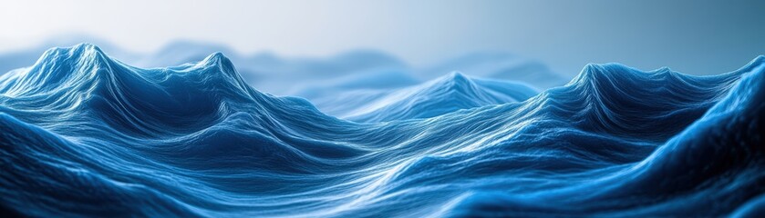 Aufkleber - Illustration of a blue wave curling in a dynamic abstract design with fluid motion