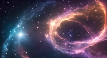 Wall Mural - loop animation of space nebula towards light loop animation glowing galaxies and stars passing foota