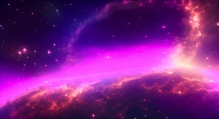 Wall Mural - loop animation of space nebula towards light loop animation glowing galaxies and stars passing foota