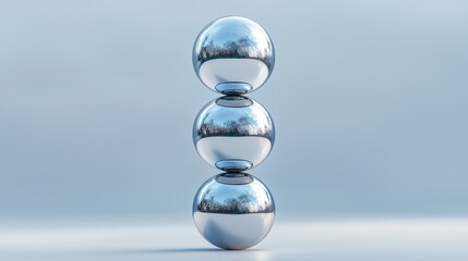 Poster - Reflective Metallic Spheres Stacked in a Minimalist Arrangement