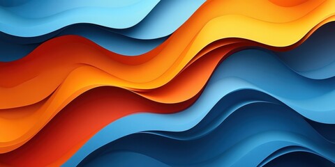 Aufkleber - Abstract background featuring flowing wavy shapes in various shades of blue and green tones
