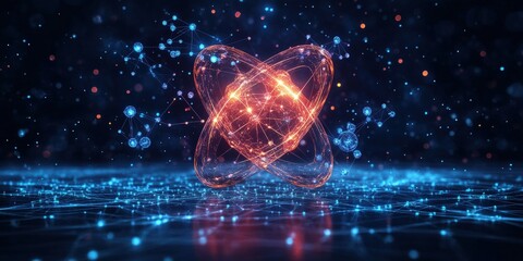 Poster - Glowing abstract background with orange and blue hues for creative design and digital art projects
