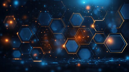 Poster - Abstract hexagon background with glowing lights in various colors and shapes for modern design projects