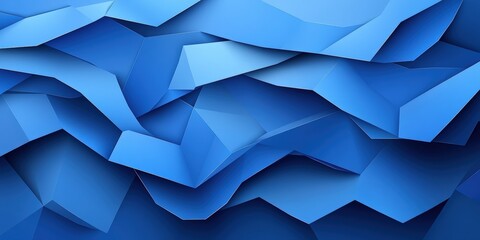 Poster - Blue abstract background featuring three-dimensional geometric shapes and patterns in a modern design
