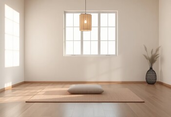 Wall Mural - an image of a room with a floor mat and a window.