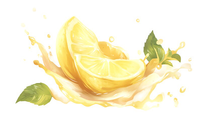 Wall Mural - Lemon water splash isolated on a white background