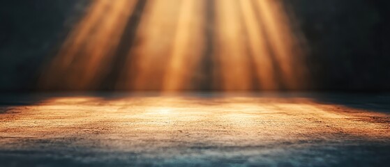 Poster - A dramatic illumination with beams of light shining onto a textured surface.