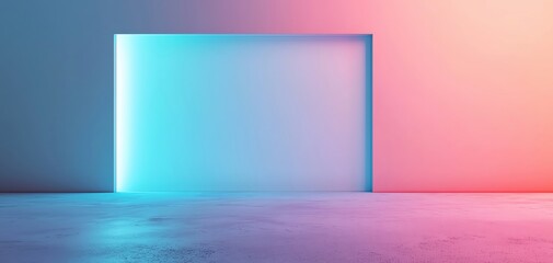 Poster - A modern, minimalistic background with vibrant neon lighting and empty space.