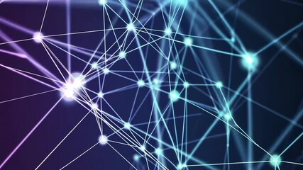 Aufkleber - Complex network structure with glowing nodes and connecting lines pulsates and shifts, visualizing data flow and interconnected systems in a futuristic technological environment