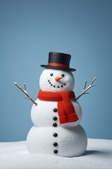 Wall Mural - there is a snowman with a red scarf and a hat on