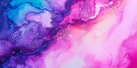 Aufkleber - watercolor artwork featuring blended pink, purple, blue hues, generating fluid abstract texture with