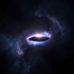 Wall Mural - mysterious spaceship gliding through colorful cosmic nebula