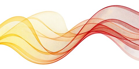 abstract yellow red gradient smooth wave isolated on white background