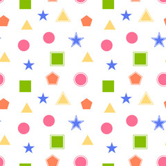 Wall Mural - Geometric seamless pattern.Abstract repeat pattern with colorful shape  isolated on white background.Vector graphic illustration wallpaper.