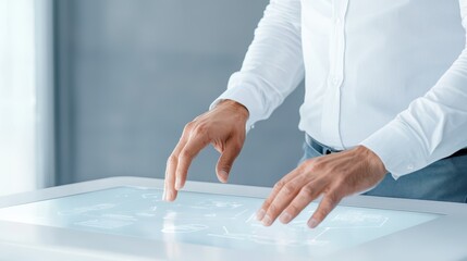 Poster - Business Professional Interacting with Touchscreen Technology in Office
