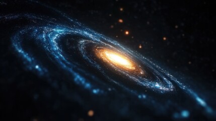 Poster - Stunning Spiral Galaxy with Bright Core and Starry Background