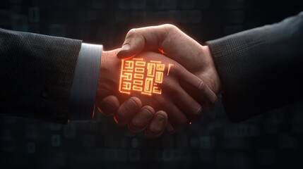 Poster - Futuristic Business Partnership Concept with Digital Elements