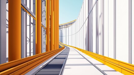 Poster - Modern Architectural Design of a Curved Pathway with Support Beams