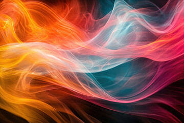 Poster - Abstract artwork featuring vibrant, flowing colors and translucent waves, creating a dynamic and ethereal visual effect.