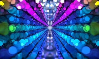 Poster - Colorful light tunnel, vibrant background, abstract art, website design