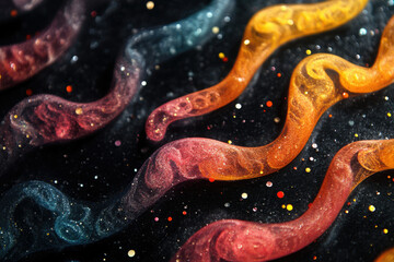 Aufkleber - Abstract cosmic swirls of vibrant color and glitter, resembling a celestial nebula.