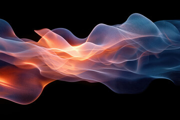 Leinwandbilder - Abstract flowing wave design with orange and blue hues on a transparent background.