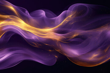 Poster - Abstract artwork of flowing purple and gold glitter creating a dreamy, luxurious, and elegant aesthetic.