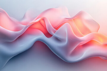 Poster - Abstract pink and blue flowing waves, a digital artwork with soft, smooth textures and subtle color gradients.