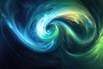 Aufkleber - Abstract swirling vortex of teal, blue, and green energy, cosmic nebula, fractal art.