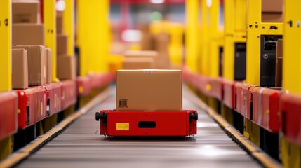 Poster - Automated Delivery System in Modern Warehouse with Boxes on Conveyors