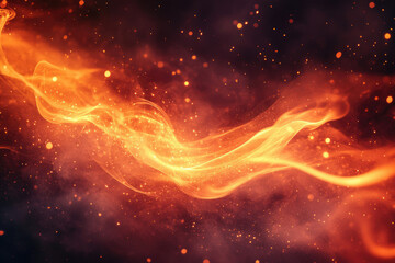 Aufkleber - Abstract fiery wave with glowing particles, creating a dynamic and energetic visual.
